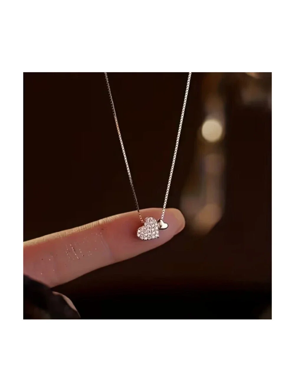 925 Sterling Silver Dainty Heart Necklace Minimalist CZ Pendant Gift for Her